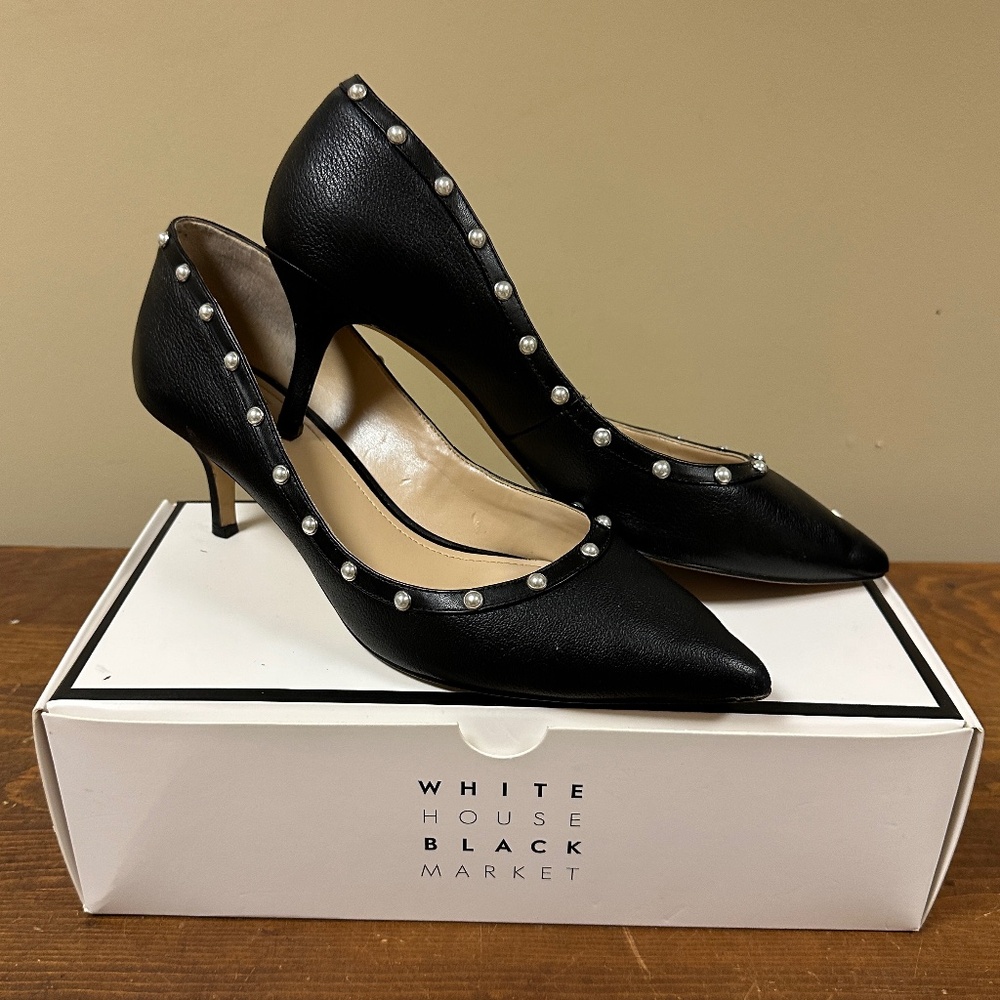 WHBM Phoebe Black Pearl Pumps Size 10